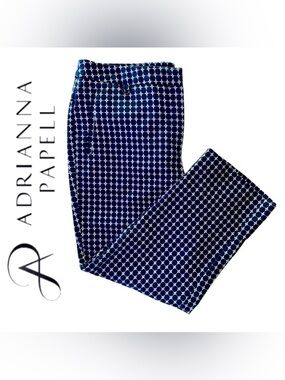 Adrianna Papell Kate Fit Cropped Millennium Navy Patterned Pant (12)